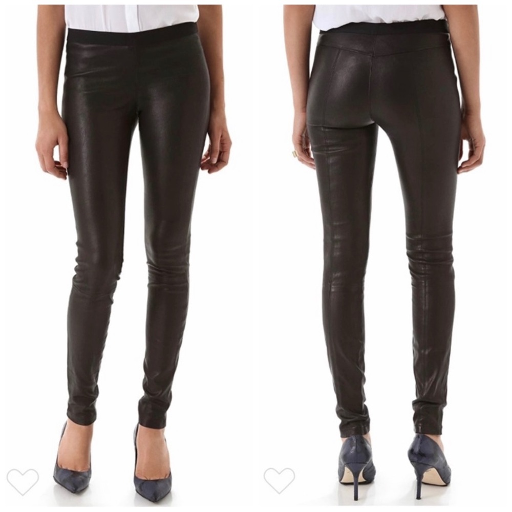 Theory 100% Leather Pants Lambskin Skinny Leggings, Purple